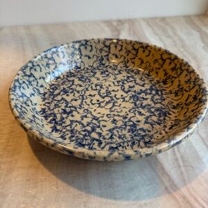 Vintage RRP Blue Spongeware Pie Plate | Farmhouse Kitchen Decor